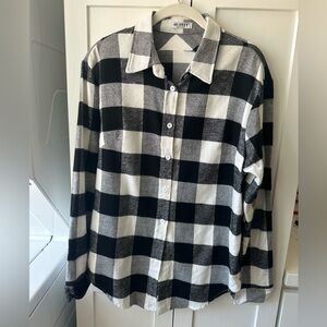 Black and White Plaid Button-Up Shirt
